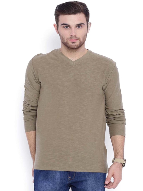 

ARISE Men Olive Green Solid V-Neck T-shirt
