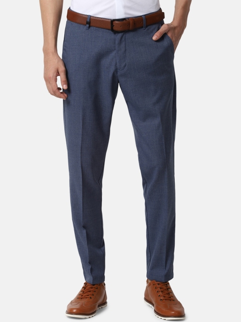 

Louis Philippe Sport Men Navy Blue Textured Slim Fit Formal Trousers