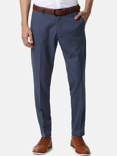 

Louis Philippe Sport Men Navy Blue Textured Slim Fit Formal Trousers