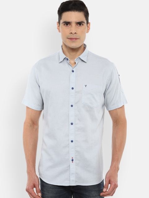 

VAN HEUSEN DENIM LABS Men Blue Slim Fit Opaque Casual Shirt