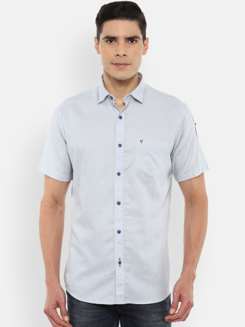 

VAN HEUSEN DENIM LABS Men Blue Slim Fit Opaque Casual Shirt