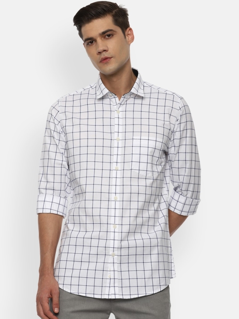 

Van Heusen Sport Men White Slim Fit Opaque Checked Pure Cotton Casual Shirt