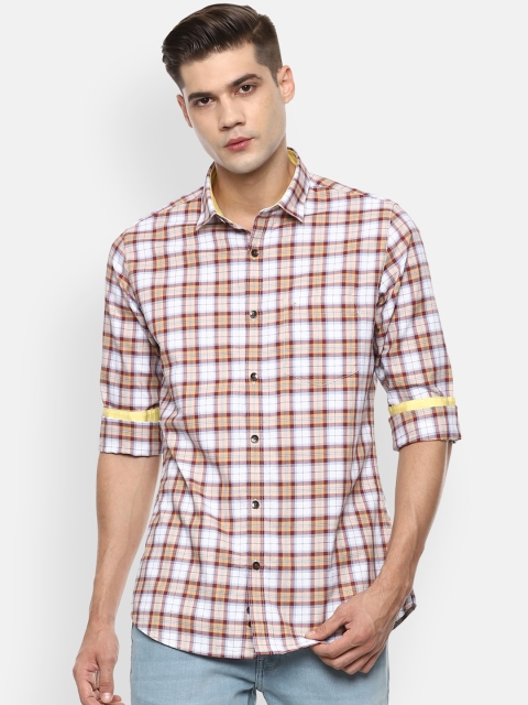 

Van Heusen Sport Men Beige Slim Fit Tartan Checks Pure Cotton Casual Shirt