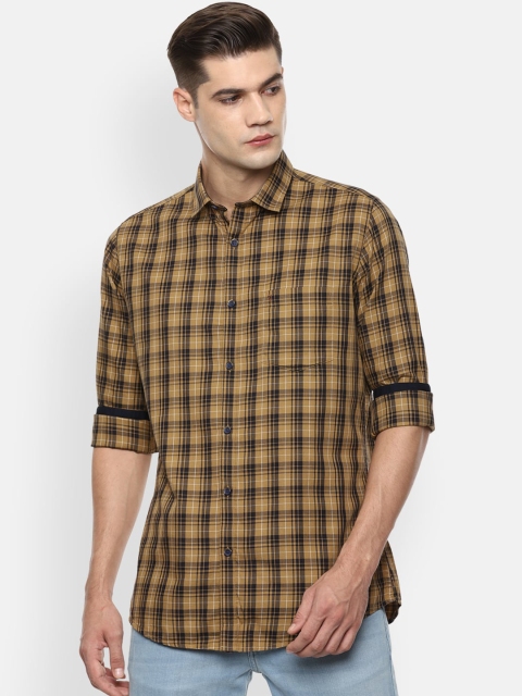 

Van Heusen Sport Men Khaki & Black Pure Cotton Slim Fit Opaque Checked Casual Shirt