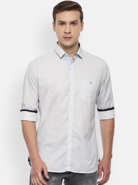 

Van Heusen Sport Men Grey Slim Fit Opaque Printed Pure Cotton Casual Shirt