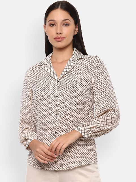 

Van Heusen Woman Women Beige Opaque Checked Casual Shirt