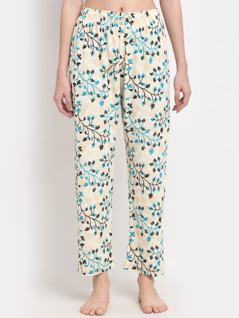

NEUDIS Women Blue & Beige Printed Straight Lounge Pants