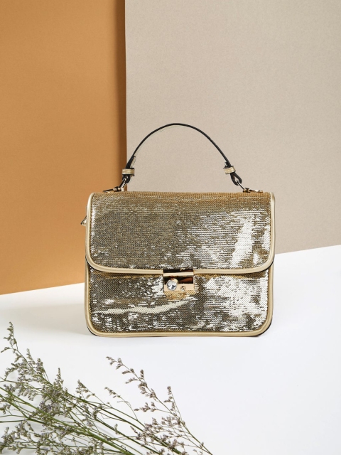 

CODE by Lifestyle Mustard Embellished Handheld Bag