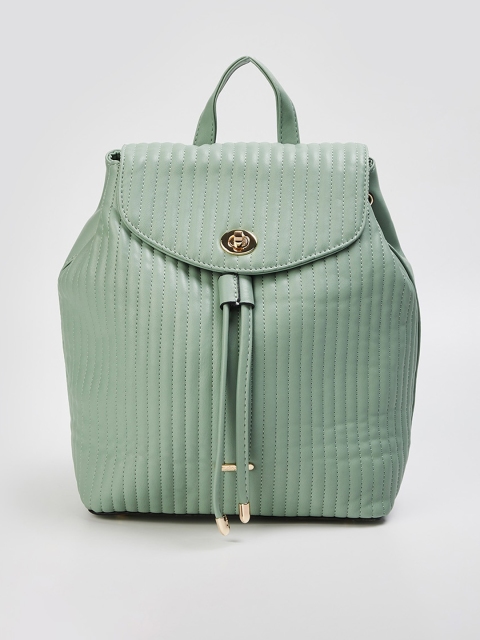 

Ginger by Lifestyle Green Striped Bucket Handheld Bag with Fringed