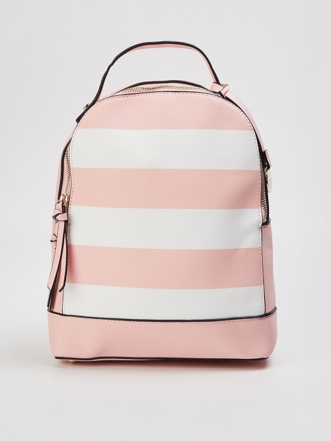 

Ginger by Lifestyle Women Pink & White Striped Backpack