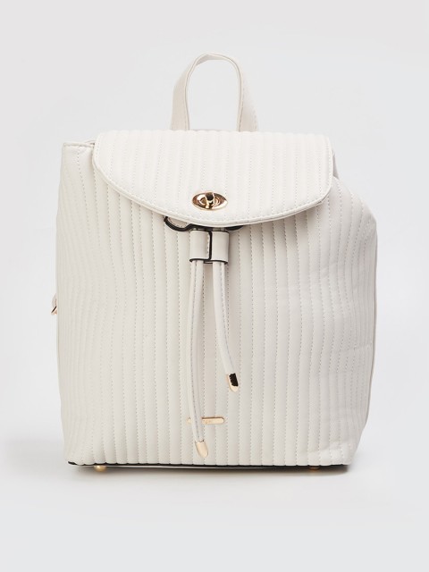 

Ginger by Lifestyle White Striped Shopper Handheld Bag with Fringed