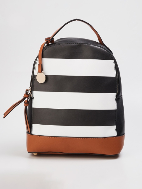 

Ginger by Lifestyle Black Striped Structured Handheld Bag with Tasselled