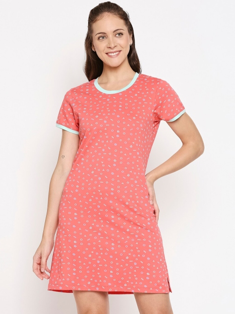 

XIN Pink Printed Cotton Nightdress