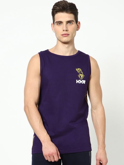 

Bewakoof Men Purple KKR Logo Printed Cotton Innerwear Vest