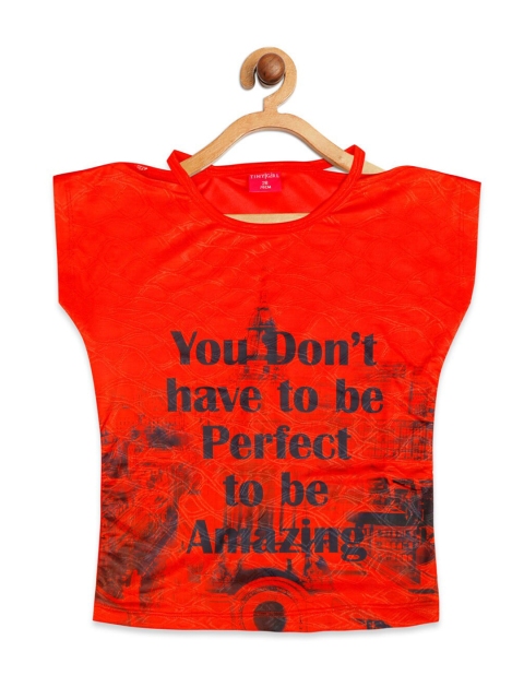 

Tiny Girl Red & Black Extended Sleeves Regular Top