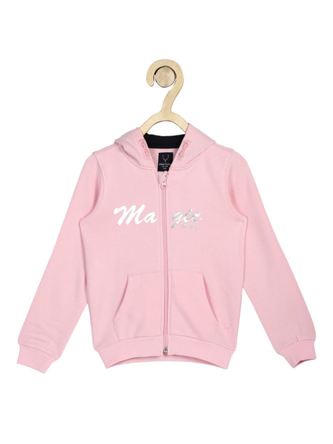 

Allen Solly Junior Girls Pink Typography Printed Hooded Sweatshirt