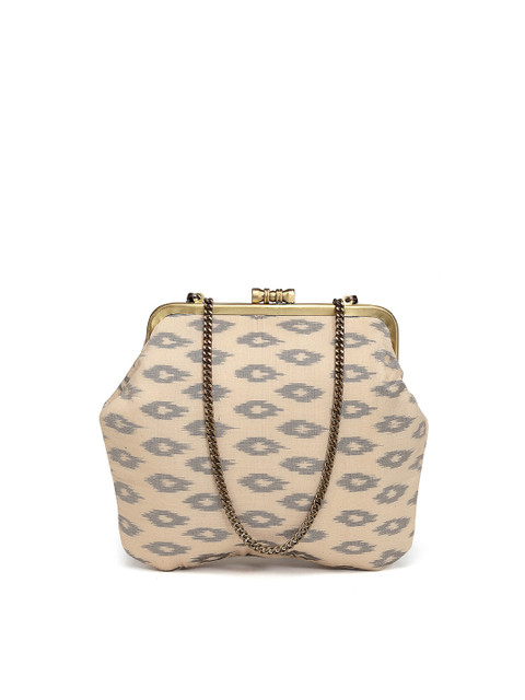 

PRACCESSORII Women Cream Embellished Clutch