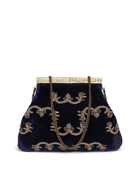 

PRACCESSORII Blue Embellished Purse Clutch
