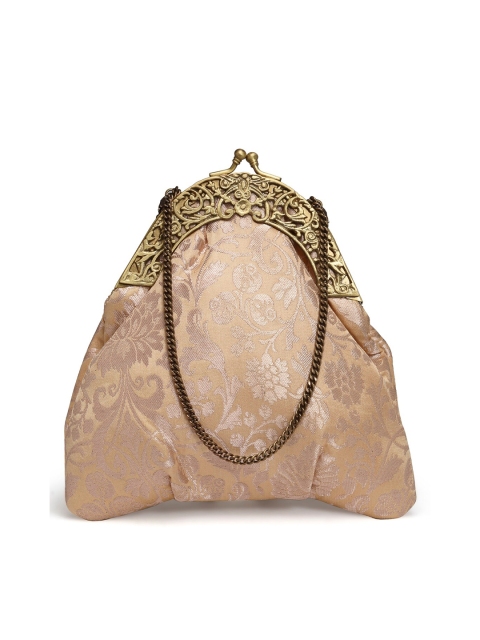 

PRACCESSORII Beige & Gold-Toned Printed Embroidered Potli Clutch