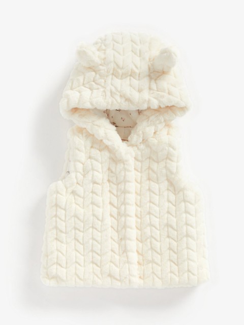 

mothercare Girls Cream Sleeveless Hooded Jacket 3D Ear Details Jacket