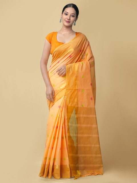 

Unnati Silks Orange & Green Pure Cotton Pavani Chettinad Saree