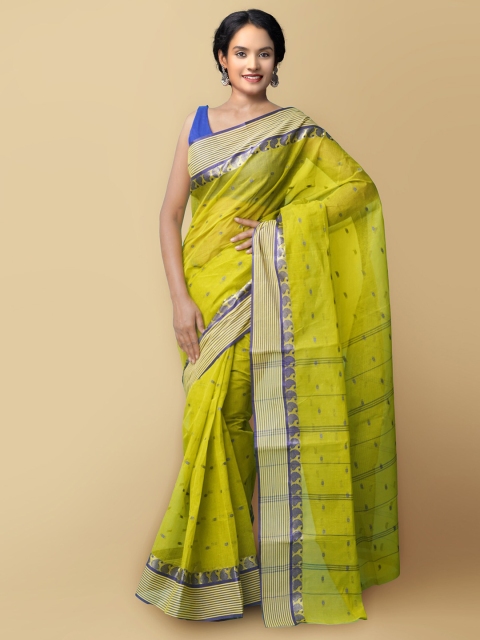

Unnati Silks Green & Blue Woven Design Pure Cotton Taant Saree
