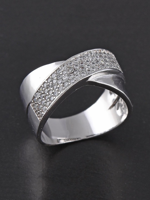 

Tistabene Woman Silver-Toned White Stone-Studded Finger Ring