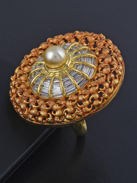 

Tistabene Gold-Toned & Silver-Toned Antique Cocktail Adjustable Ring