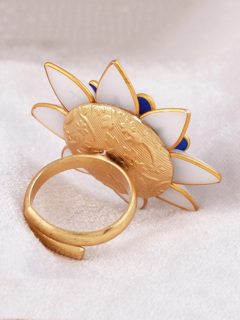 

Tistabene Gold-Toned & Blue Stone-Studded Pacchi Handcrafted Adjustable Finger Ring
