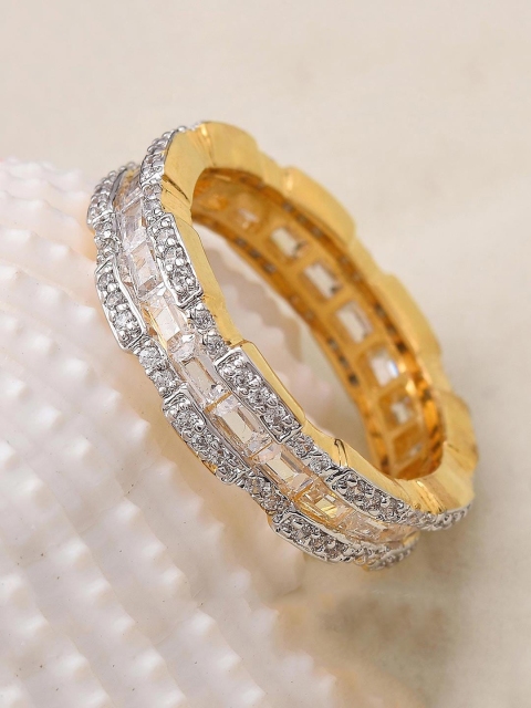 

Tistabene Gold-Toned White Classic International Diamonds Band Ring
