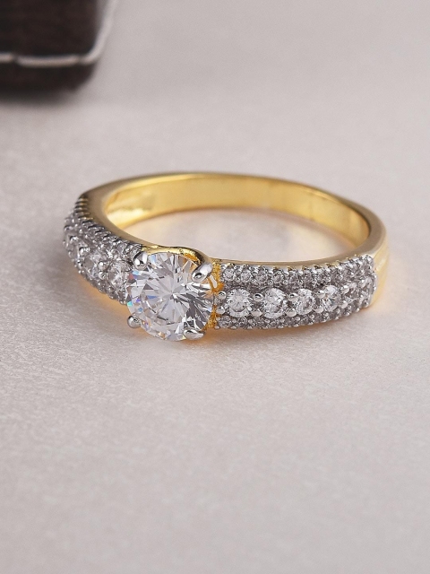 

Tistabene Gold-Toned & White Stone-Studded Finger Ring