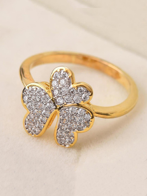 

Tistabene Gold-Toned & White Stone-Studded Finger Ring