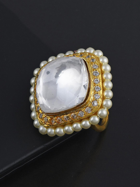 

Tistabene Gold Toned & Whited Gold Plated Studded Finger Ring