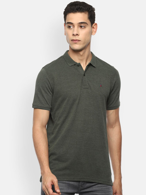 

Louis Philippe Sport Men Olive Green Polo Collar Slim Fit Pure Cotton T-shirt