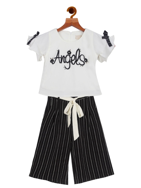 

Tiny Girl Girls White & Black Printed Top with Trousers