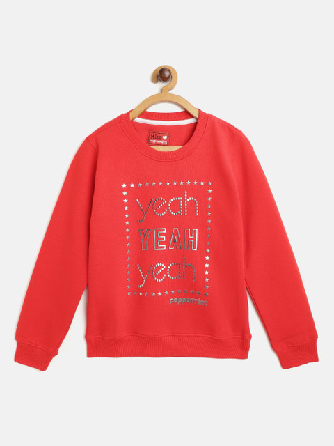 

Peppermint Girls Red & Silver Printed Sweatshirt