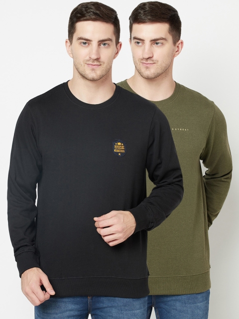 

ELEGANCE Set-2 Men Olive& Black Sweatshirt