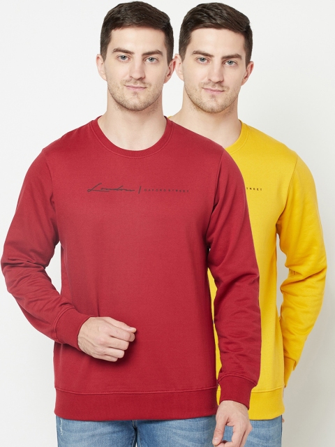 

ELEGANCE Men Pack Of 2 Pullover Sweatshirt, Red