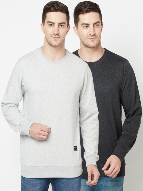 

ELEGANCE Men Pack Of 2 Grey & Charcoal Sweatshirts