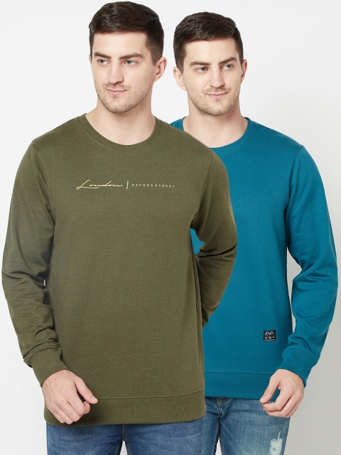

ELEGANCE Men Pack Of 2 Pullover Sweatshirt, Olive