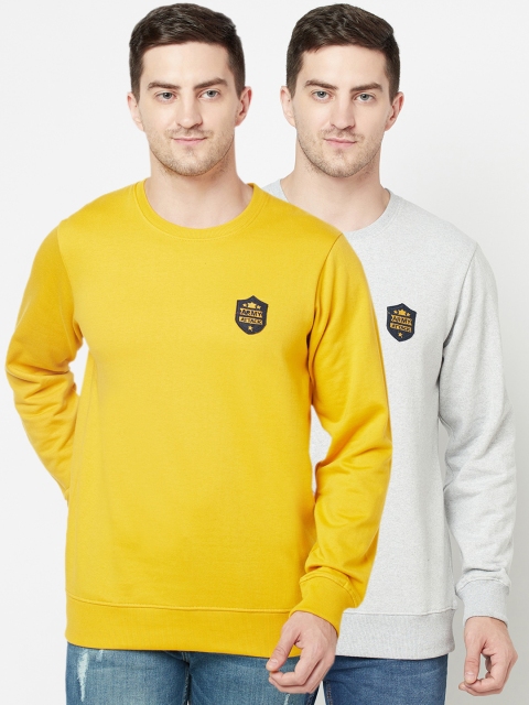 

ELEGANCE Men Pack Of 2 Mustard & Grey Sweatshirt