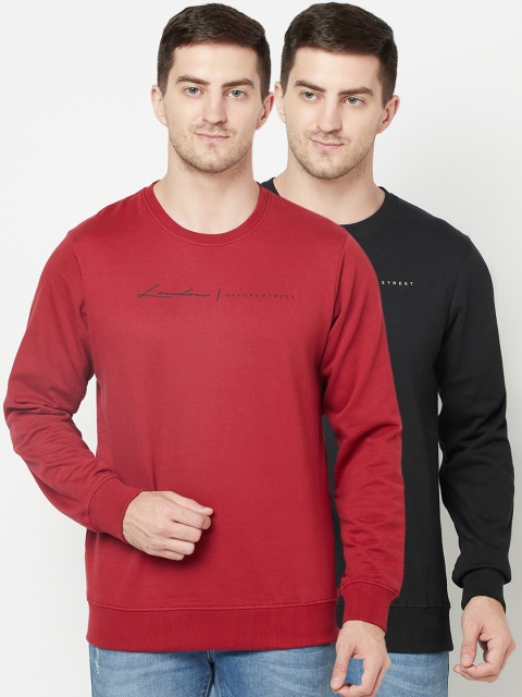 

ELEGANCE Men Pack of 2 Red & Black Sweatshirts