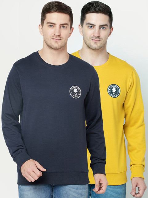 

ELEGANCE Men Pack Of 2 Pullover Sweatshirt, Yellow