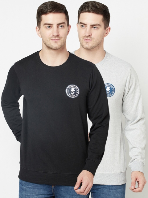 

ELEGANCE Set-2 Men Grey& Black Sweatshirt