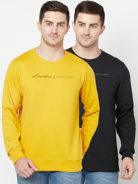 

ELEGANCE Men Pack of 2 Printed Sweatshirts, Black
