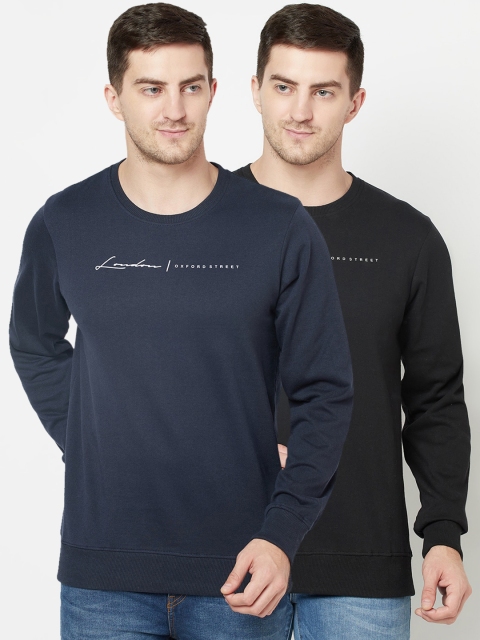 

ELEGANCE Men Pack Of 2 Navy Blue & Black Sweatshirt