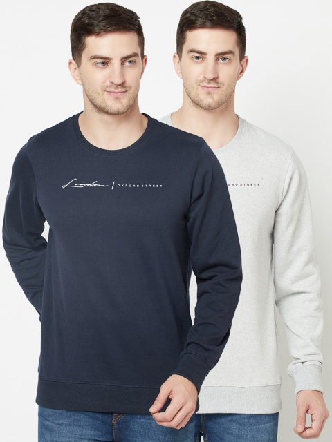 

ELEGANCE Men Pack Of 2 Navy Blue & Grey Sweatshirt