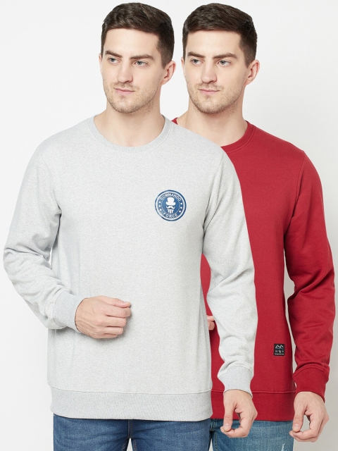 

ELEGANCE Set-2 Men Grey& Red Sweatshirt