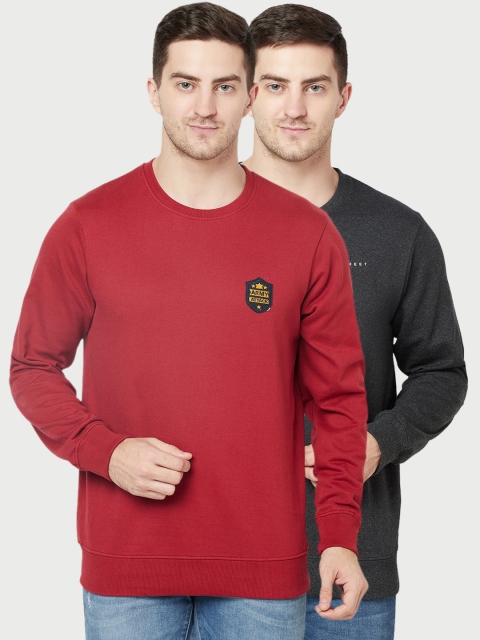 

ELEGANCE Set-2 Men Red& Black Sweatshirt