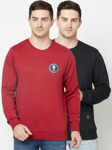 

ELEGANCE Men Set of 2 Maroon & Black Sweatshirt